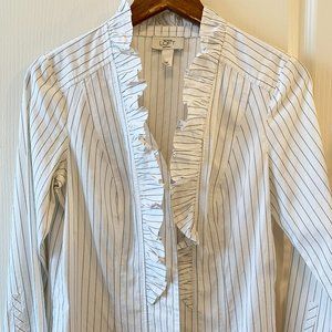 Petite Loft White and Black Button Down Shirt